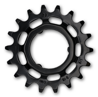 Sprocket R Shimano, ,Cr-Mo,   1/2 x 1/8" x 18T, black, for E-Bike. Quality KMC product - Works with Coaster & Internal gear hubs