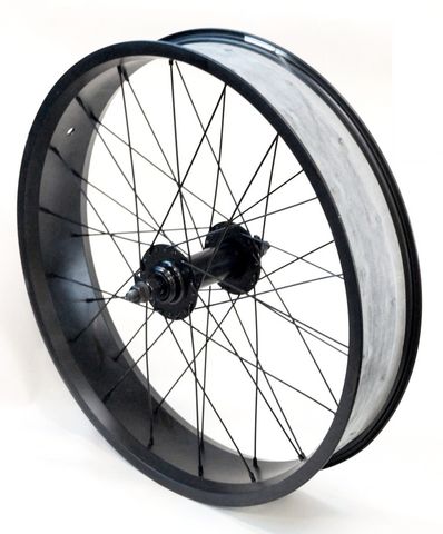 WHEEL ONLY  -  20" x 4" (Suit Fat Tyre). Black Alloy Rim , Black Steel Nutted Hub , 145mm O.L.D. (Suits Trailers 9808 & 9814)
