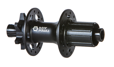 HUB, "BEAR PAWLS"- 8/11 SPEED, 12mm T/A (142mm OLD), 6 Bolt Disc, 32H, Sealed Bearings, 6 Pawl 72t Engagement Black