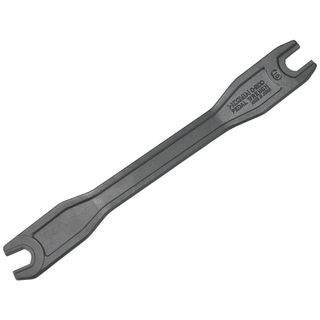 Hozan Pedal Wrench - Drop-forging with chrome vanadium steel for pros. Newly designed wrench which has a combination of 15° jaw and straight jaw.