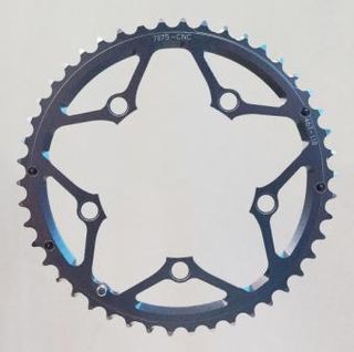 Chain Ring, 46T x 110 BCD for 9/10 speed, 7075 CNC Alloy, SILVER, w/ramps + pins