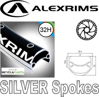 WHEEL - 29er Alex DM21 D/w 32H F/v - M/e Black Rim, FRONT Q/R (100mm OLD) Centrelock Disc Sealed Novatec Black Hub, Mach1 SILVER Spokes