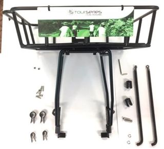 FRONT  RACK with Fixed Basket, Heavy Duty, weight limit of 10kg,  Fits 26-29 er bikes, Alloy, Black (30cm x 36cm)