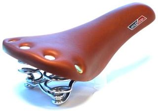 SADDLE,  CP COIL SPRING, Brown Vinyl w/Rivets, 274L x 153W  Quality Velo manufactured product