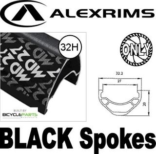 WHEEL - 29er Alex MD27 D/w 32H F/v Eyeletted D/s Black Rim, FRONT 3 in One (100mm OLD) 6 Bolt Disc Sealed Novatec Light Weight Black Hub, Mach1 BLACK Spokes