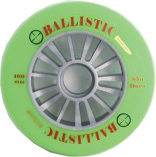 "Extraordinary Special Pricing"    Scooter Wheel, "Ballastic",  100mm, Silver Plastic core, Green PU