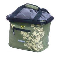 BASKET - Front, Fabric, Q/R fits 25.4 to 31.8mm BB, Water Resistant Top with Pull Strings, Green/Yellow
