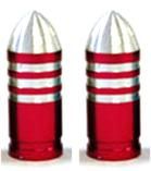 Valve Cap RED Bullet Stripes, Bag of 2
