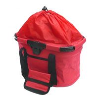 BASKET - Front, Fabric, Q/R, Collapsible Basket, Water Resistant Top with Pull Strings, Red