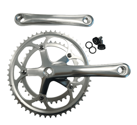 170mm x 39/53T Road Chainwheel Set - Diamond Taper, 130mm BCD, 24mm Offset, Replaceable Chain Ring, Silver