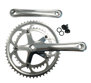 170mm x 39/53T Road Chainwheel Set - Diamond Taper, 130mm BCD, 24mm Offset, Replaceable Chain Ring, Silver
