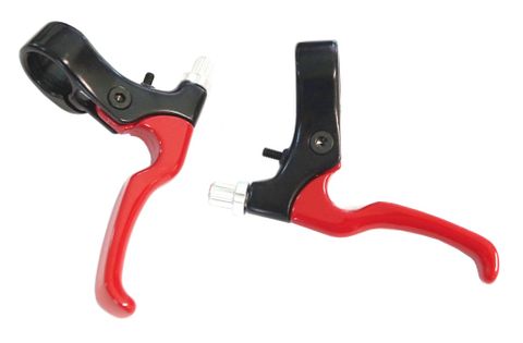 BRAKE LEVERS - For Caliper Brake, 2 Finger Type, Alloy, RED (Sold In Pairs)