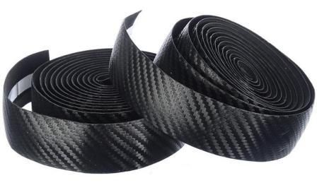 Handlebar Cushion Tape, BLACK, Carbon Look, Gel Tape, w Plugs