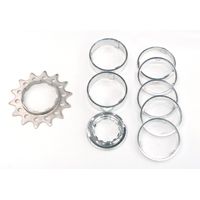 CONVERSION KIT - Single Speed, FLANGED CR-MO Drive Ring, 14T Lock Ring & Alloy Spacers (7 Spacers + Lockring)