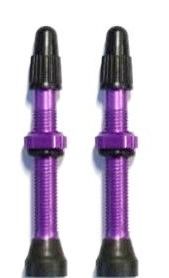 Tubeless Valves, Alloy, PURPLE, w/ext O-ring, 44mm (2 Pcs per bag) FV/PV