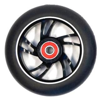 Scooter Wheel, Alloy, 100mm incl abec-9 bearing, BLACK core, Sensational NEW DISPLAYpackaging !