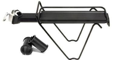 CARRIER  Rear Carrier, Seat Post Mounted, Alloy, w/side shape stays, Includes Rubber Shims, BLACK (5kg Load Limit)