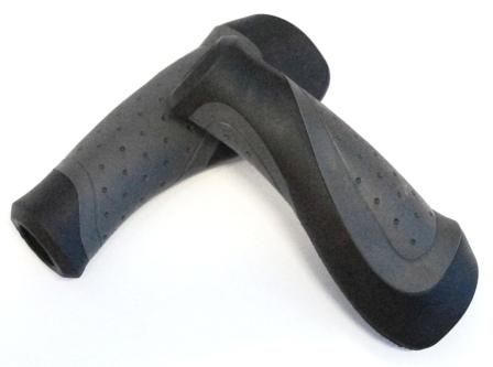 Grips, comfort,  Dual-Density, Rubber/Gel 130mm w/ plug, Black