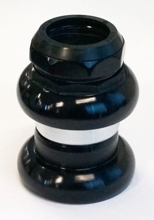 Headset, alloy, 1 1/8, THREADED,  Black  x 26T, 25.4 x 34 x 30mm, ball retainer w/water seals