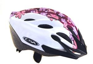 HELMET  Ariel, Extra Small (48-53cm)  WHITE with PinkPurple Flowers  Australian Standards Approved
