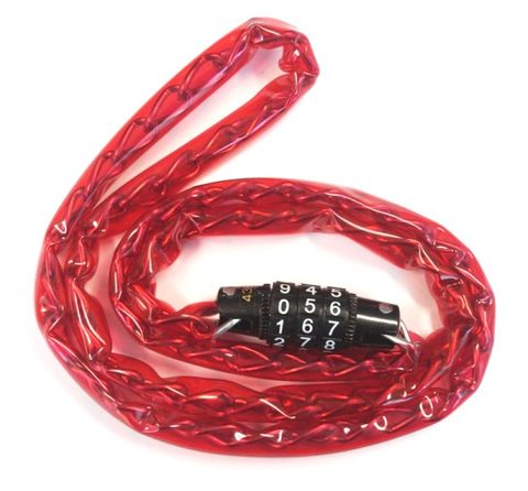 Lock, Combination chain lock , 2.3 x 915mm, 3 digit code, RED