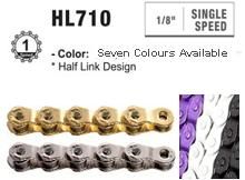 CHAIN - Single Speed - KMC HL710 - 112L - WHITE - w/Connect Pin - (Half Link Chain)