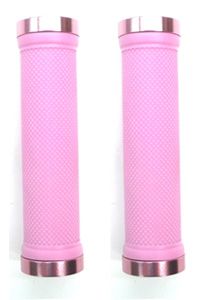 GRIPS  Lock-On, Dual Clamp, 130mm, with Plug, PINK with Pink Rings