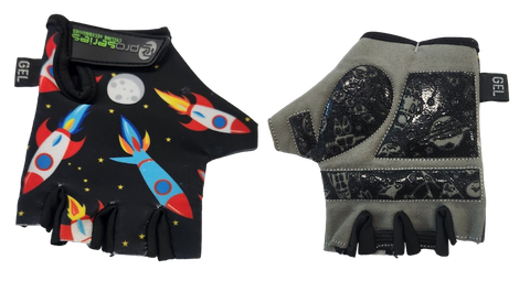 A NEW ITEM - Rocket ships KIDS GLOVES  -  PRO SERIES, Amara Palm, Lycra Towel GEL Padding, XS