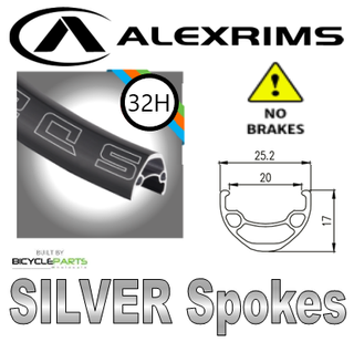 WHEEL - NO BRAKE FITMENT - 26" Alex SD20 32H P/j Black Rim,  TRACK FIXED/FREE Nutted (120mm OLD) Sealed Novatec Black Hub, SILVER Spokes