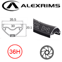 A NEW ITEM - RIM 20 x 30mm - Alex MD30 - 36H - (406 x 30), suitable for cargo bike - Presta Valve - Disc Brake - D/W - BLACK - Tubeless Ready