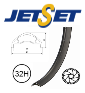 A NEW ITEM - RIM 27.5/650B x 35mm - JETSET AE-35+ 32H - (584 x 35) - Presta Valve - Disc Brake - D/W - Tubeless Ready - BLACK - Quality Jetset rim made in Taiwan