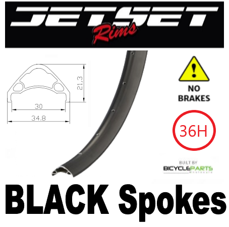 WHEEL - 27.5/650B Jetset AE-30 36H S/j Black Rim,  FRONT 3/8" Nutted (100mm OLD) Loose Ball KK Rival Black Hub, BLACK Spokes