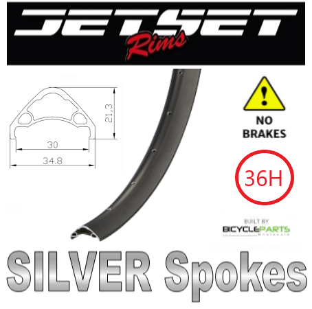 WHEEL - 27.5/650B Jetset AE-30 36H S/j Black Rim,  FRONT 3/8" Nutted (100mm OLD) Loose Ball KK Rival Black Hub, SILVER Spokes