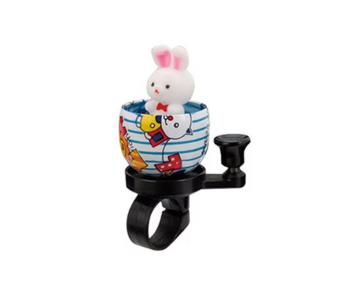 `A NEW ITEM - BELL - BELL  -  Bell, rabbit design, alloy top, plastic base, Dia 22.2mm clamp, with pink strip cup
