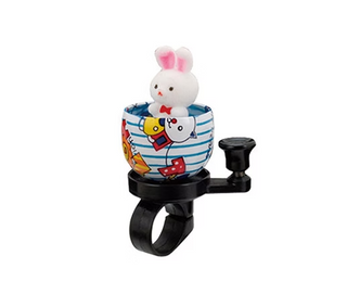 `A NEW ITEM - BELL - BELL  -  Bell, rabbit design, alloy top, plastic base, Dia 22.2mm clamp, with pink strip cup