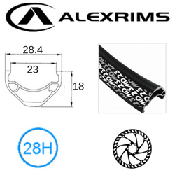 RIM 27.5/650B x 23mm - ALEX MD23 - 28H - (584 x 23) - Presta Valve - Disc Brake - D/W - BLACK - Eyeleted - Tubeless Ready