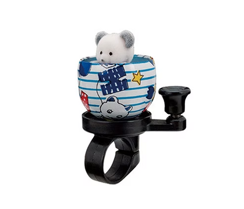 `A NEW ITEM - BELL - Bell, bear design, alloy top, plastic base, Dia 22.2mm clamp, with blue strip cup
