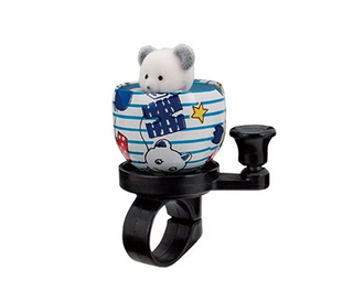 `A NEW ITEM - BELL - Bell, bear design, alloy top, plastic base, Dia 22.2mm clamp, with blue strip cup