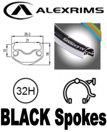 WHEEL - 29er Alex ADVENTURER 2 32H P/j Black Rim,  8/10 SPEED Q/R (130mm OLD) Loose Ball Joytech Black Hub, BLACK Spokes