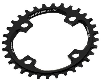 CHAINRING - MTB "STRONGLIGHT", 32T, 7075 CNC Black  SRAM - 104mm BCD, 4 Hole for 11 Spd  (Compatible with Chainring Bolt SL350134)