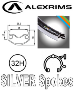 WHEEL - 29er Alex ADVENTURER 2 32H P/j Black Rim,  8/10 SPEED Q/R (130mm OLD) Loose Ball Joytech Silver Hub, SILVER Spokes