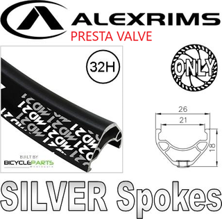 WHEEL - 29er Alex MD21 32H P/j Black Rim,  FRONT DYNAMO 15mm T/A (100mm OLD) 6 Bolt Disc Sealed SP Black Hub, SILVER Spokes