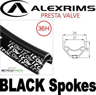 WHEEL - 29er Alex MD21 36H P/j Black Rim,  1 SPEED COASTER 3/8 Nutted (119mm OLD) Loose Ball Sturmey Archer Silver Hub, BLACK Spokes