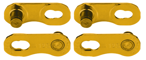 `A NEW ITEM - Connecting Link for 12/13 Speed XSL Flat & X FlatW, NON Re-Usable, KMC, Card of 2, TI-N GOLD