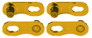 `A NEW ITEM - Connecting Link for 12/13 Speed XSL Flat & X FlatW, NON Re-Usable, KMC, Card of 2, TI-N GOLD