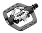 `A NEW ITEM - PEDALS - Dual Function Pedal, recycled alloy body, 9/16" cr-mo axle, Sealed Bearings, BLACK (SPD cleat compatible, cleats NOT included)