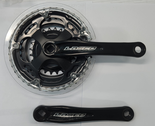 CHAINWHEEL SET 170mm x 24/34/42T. 7/8 Speed, Steel BLACK, w/plastic guard