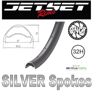 WHEEL - 27.5/650B Jetset AM-27 32H S/j Black Rim,  FRONT 15mm T/A (110mm OLD) 6 Bolt Disc Sealed Novatec Boost Black Hub, SILVER Spokes