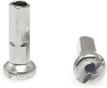 `A NEW ITEM - NIPPLES Pillar 12g Brass, 16mm Silver (Individual) (E-Bike Nipple) (4.6mm spoke hole required in rim)