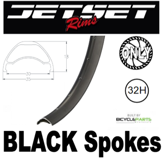 WHEEL - 27.5/650B Jetset AM-30 32H S/j Black Rim,  8/11 SPEED Q/R (135mm OLD) Centerlock Disc Sealed Novatec Black Hub, BLACK Spokes